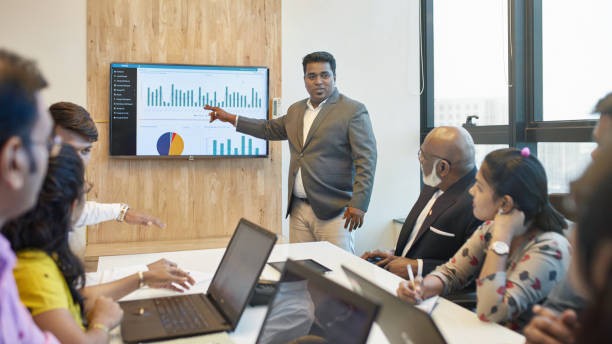 Professional corporate boardroom meeting in India